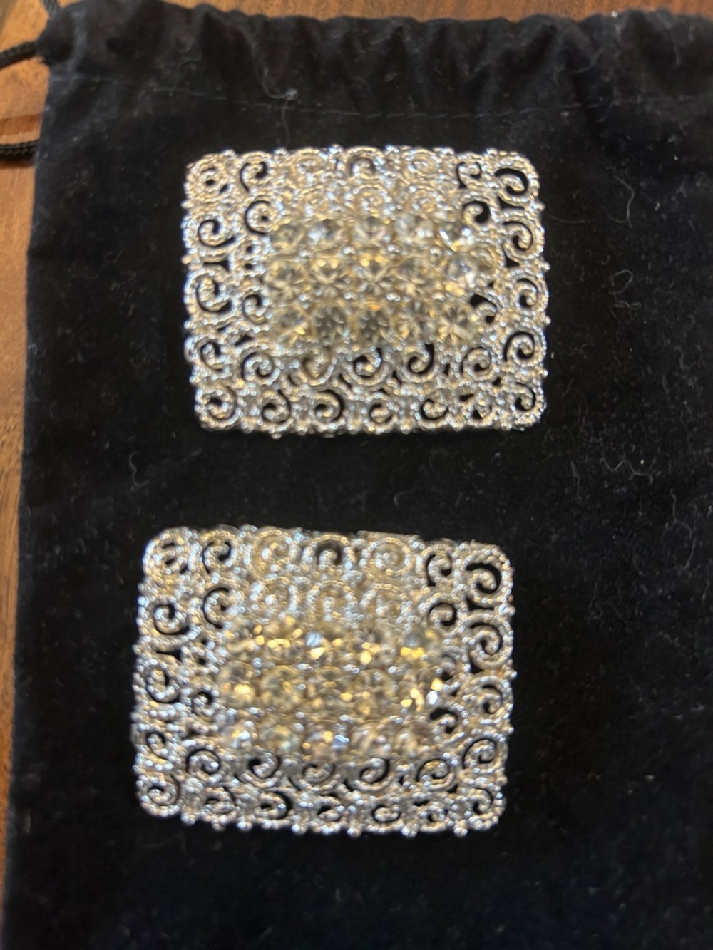 Silver Crystal Filigree Statement Clip-On Earrings - Women Accessories